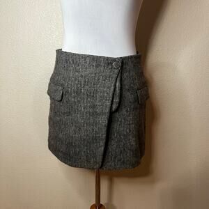 Alexander Wang gray wool faux wrap mini skirt WOMENS 4
